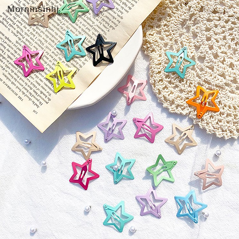 Mornin 10pcs Star Hairclips Gadis Warna-Warni Lucu Star Jepit Wanita Hiasan Kepala Logam Aksesoris Perhiasan Rambut id