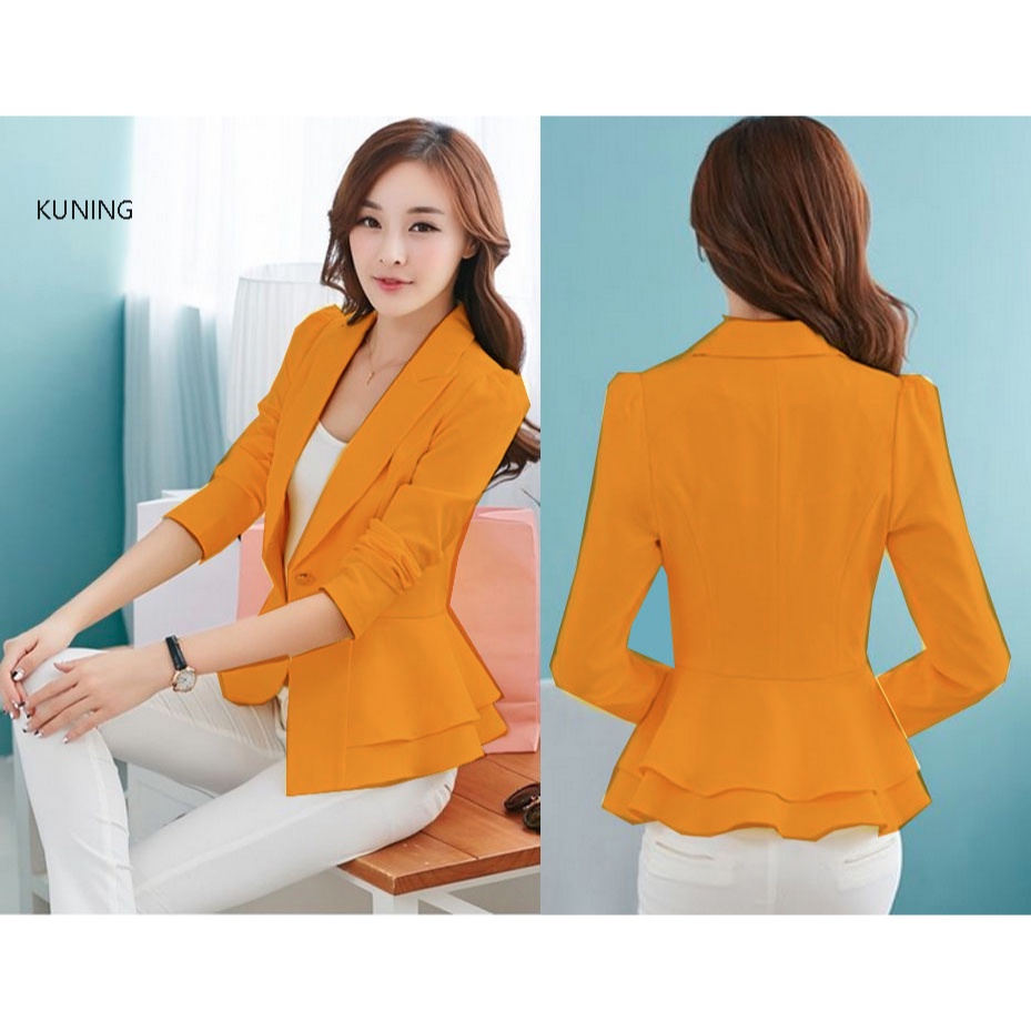 Frill blazer lengan panjang / blazer kantor wanita