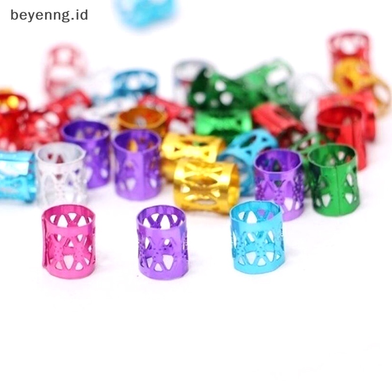 Beyen 100Pcs Dread Lock Adjustable Rambut Kepang Cuff Klip Manik-Manik Tabung Cincin Aksesoris ID