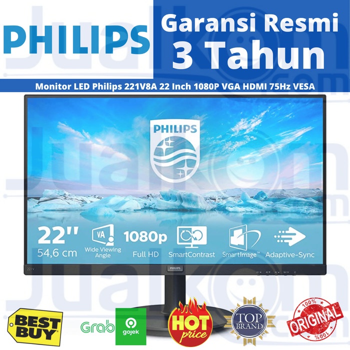 Monitor LED Philips 221V8A 22 Inch 1080P VGA HDMI 75Hz Speaker