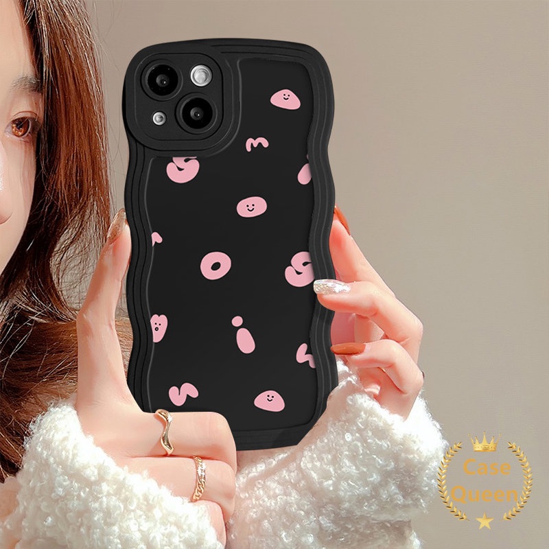 Fashion Bintang Graffiti Huruf Inggris Case Untuk Redmi 10A 9C 10 12C A1 9C NFC 9T 10C 9 9A Redmi Note 9 8 11s 10 11 10S Ins Kartun Sederhana Alfabet Senyum Pasangan Lembut Bergelombang Penutup Tepi