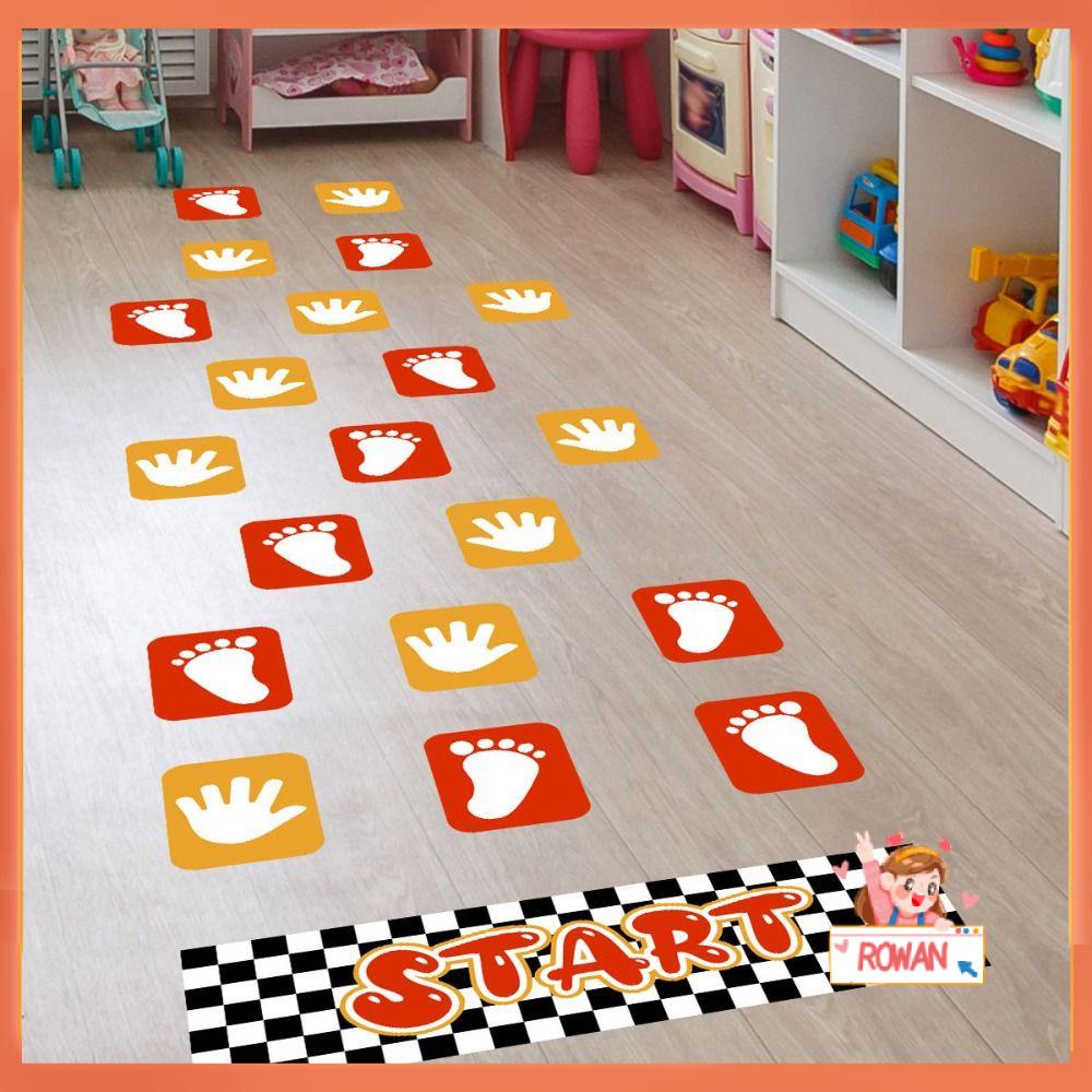 R-FLOWER Hopscotch Game Removable Dekorasi Rumah Gambar Tangan Dan Kaki Orang Tua-Anak