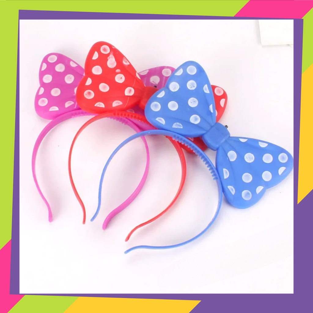 5107/ Bando anak pita polkadot lampu led nyala / Bandana mickey LED nyala