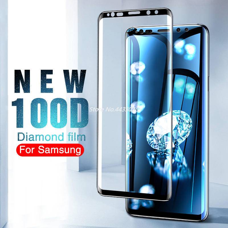 100d Kaca Tempered Melengkung Untuk Samsung Galaxy S S10 S8 S9 Cahaya Mewah Plus 5G Pelindung Layar Untuk Samsung Galaxy Note10 Note20 Note8 Note9 S20 S21 S22 S23 Plus Ultra 4G 5G UW