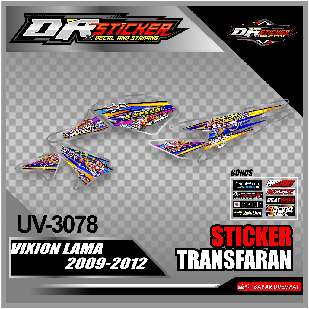 (cod) stiker motor transparan  - striping vixion old 2009-2012 // sticker variasi vixion old desain 