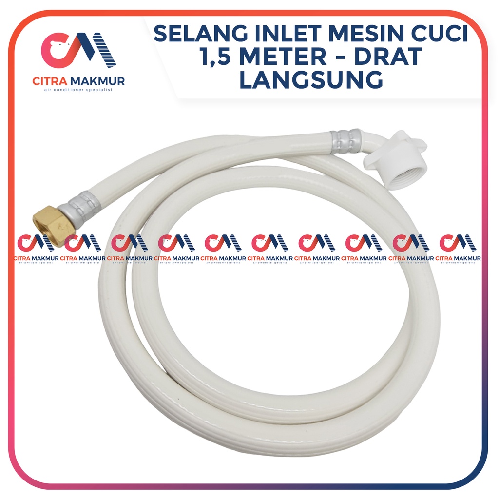 Selang Inlet Mesin Cuci 1 Tabung 1,5 meter m Drat 5/8 Sambungan Keran Air Merk Aqua Panasonic