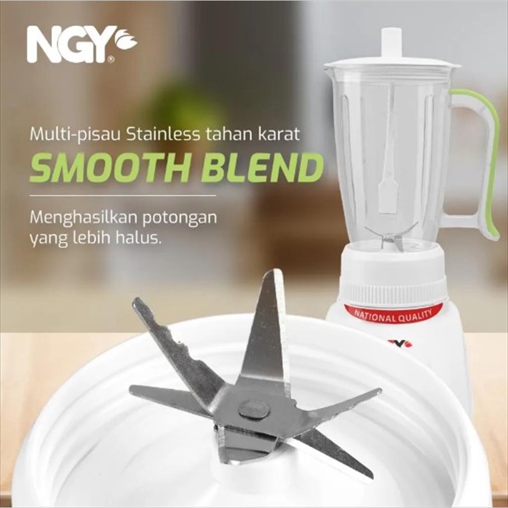 NAGOYA Blender National Plastik 2 In 1 NGY-T18GN 1 Liter - 6 Mata Pisau Stainless