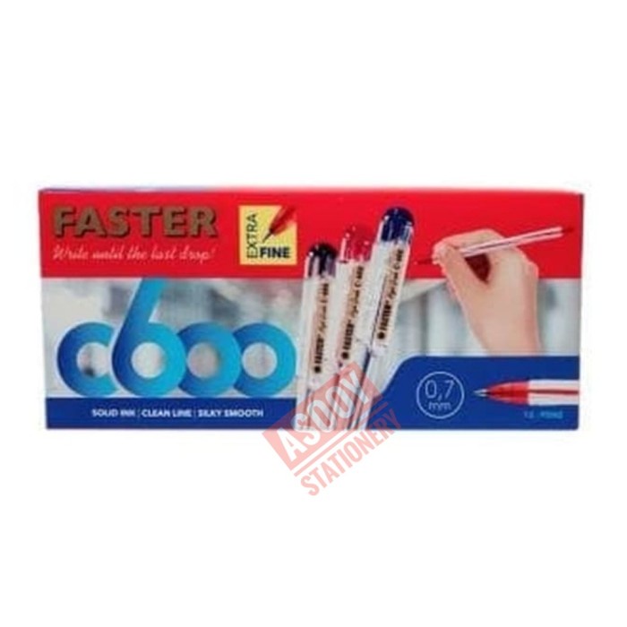 

Pulpen Faster C600 0.7 mm / 1 lusin isi 12 pcs - Biru