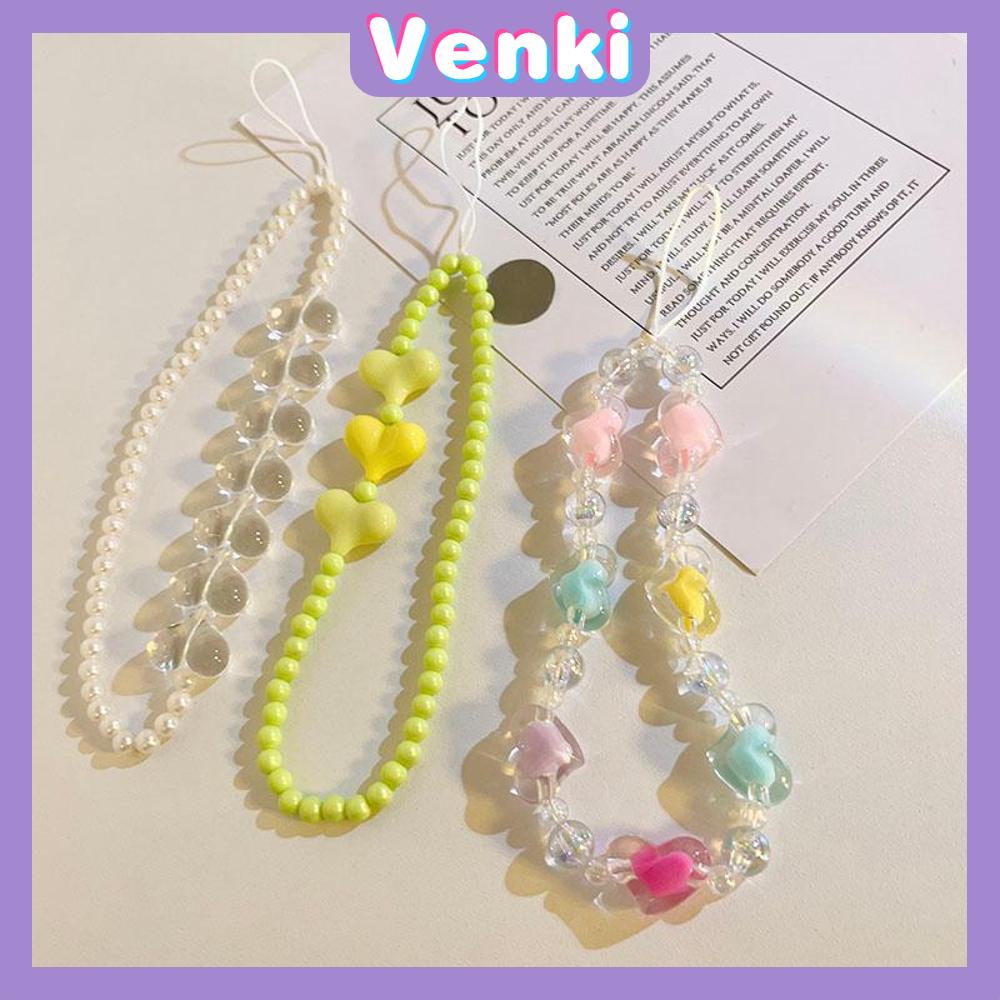 Venki - Casing Ponsel Lanyard Gelang Manik-manik Berwarna-warni Yang Indah Berbagai Gaya Smiley Cinta Manik-manik Cinta Kata-kata Cukup Warna-warni Sederhana Kompatibel Casing iPhone