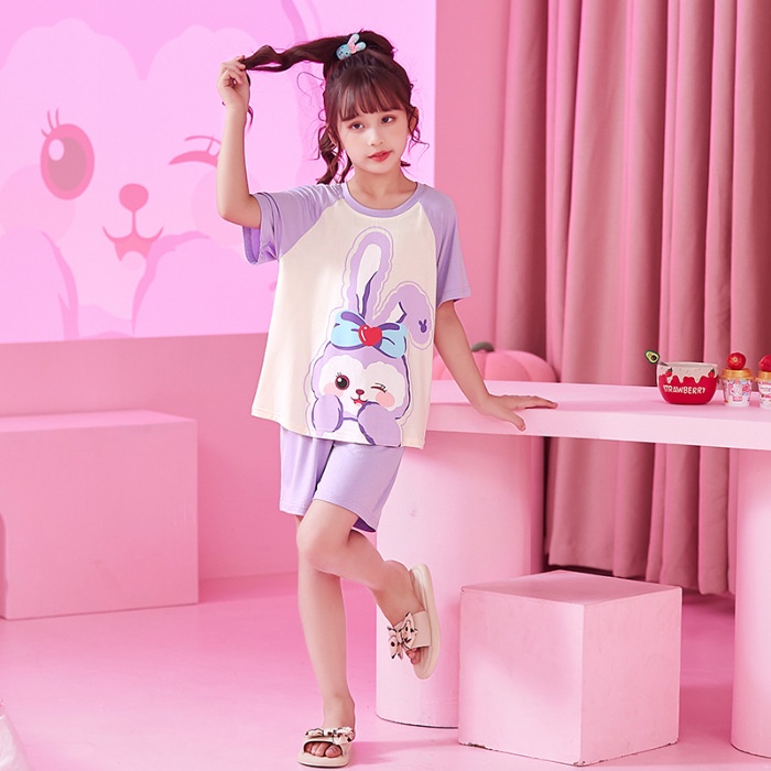 BAJU TIDUR ANAK SANRIO LENGAN PENDEK CELANA PENDEK CINNAMOROLL KUROMI MELODY