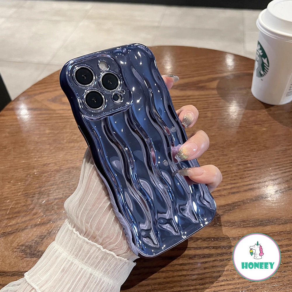Casing Ponsel Riak Air Berlapis Mewah Kompatibel Untuk iPhone 14 Pro Max13 12 11 Pro Max Glossy Lembut 3D Shockproof Back Cover