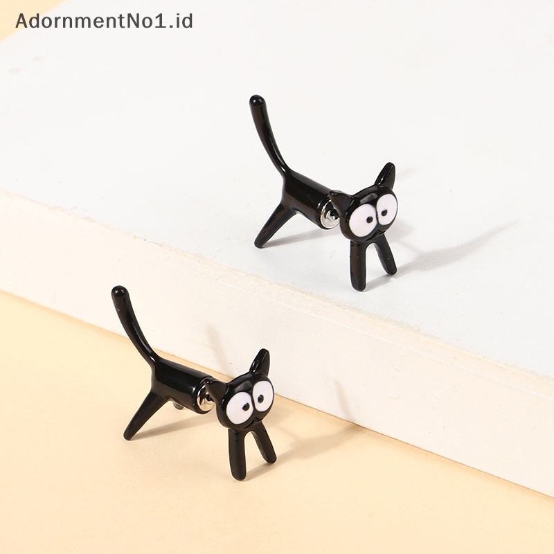 [AdornmentNo1] 1pasang lucu kecil kucing hitam kepribadian anting untuk wanita lucu kartun Kitty hewan anting tren gadis pesta perhiasan hadiah