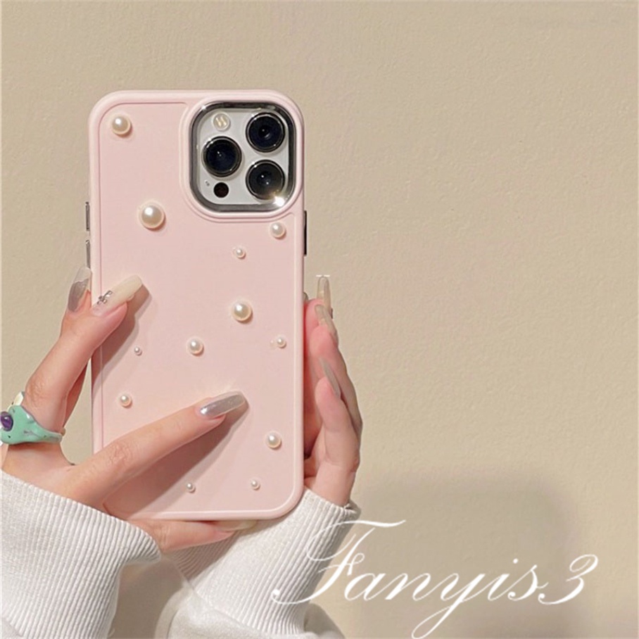 Compatible For iPhone 14 13 12 11 Pro Max X XR Xs Max 8 7 Plus Three-dimensional Pearl Phone Case Soft Protective Cover