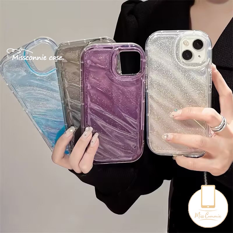 Kasus Kartu Laser Mewah Pola Corrugasi Stereo 3D Kompatibel Untuk IPhone 11 14 13 12 Pro MAX XR 7Plus X XS MAX 7 6 6S 8 Plus SE 2020 Fantasi Warna Gradien Langit Berbintang Soft Cover