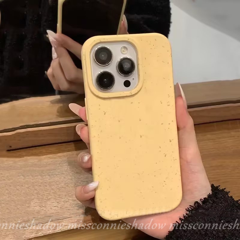 Bingkai Sederhana Kulit Merasa Warna Solid Casing Ponsel Kompatibel Untuk IPhone Xr14 12 11 13 Pro MAX 7Plus X 8Plus XS Max7 8 Plus Mewah Warna Solid Degradable Anti Jatuh Hard Cover