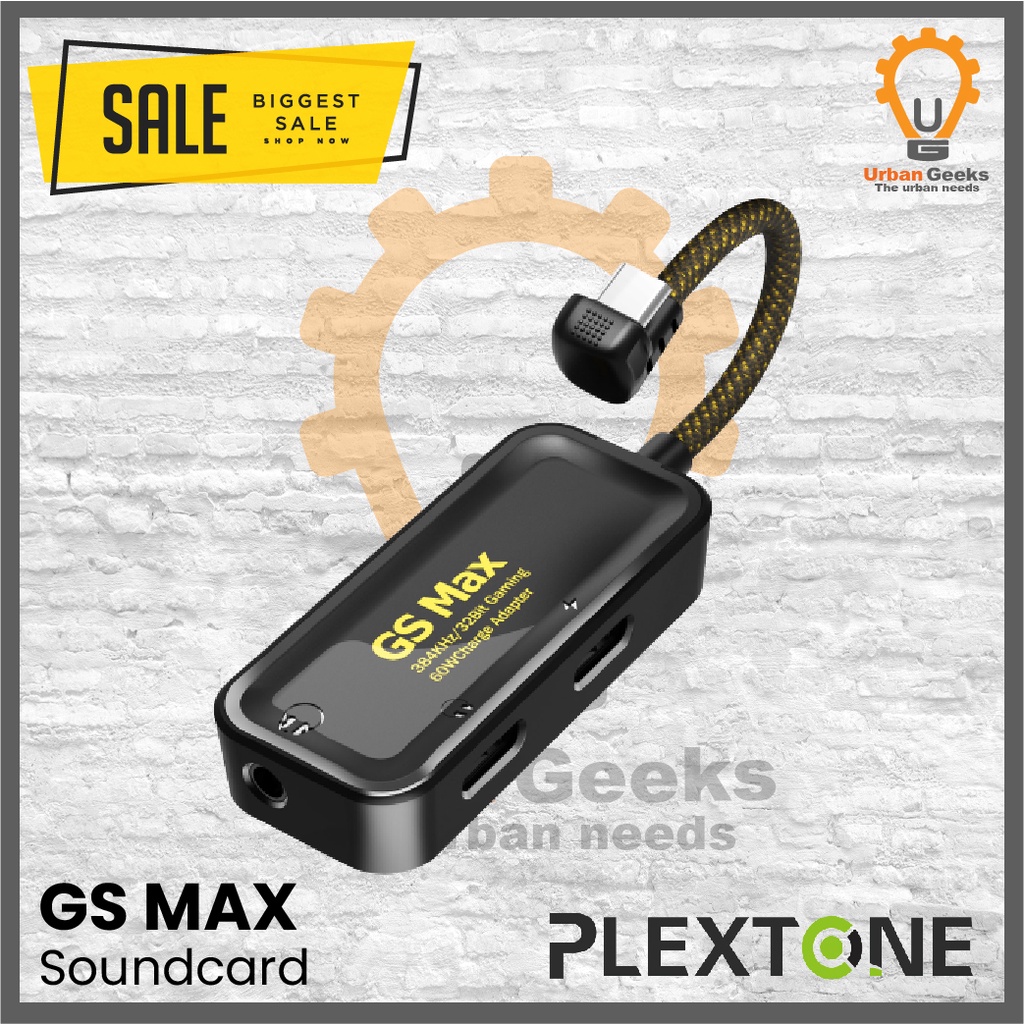 Plextone GS Max Adapter for Ipad Splitter 32Bit/384KHz 3.5mm Converter Fast charge 60W