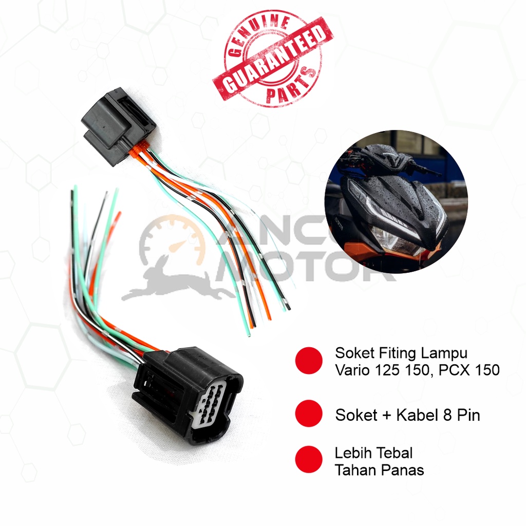 Soket Lampu LED Vario 125 150 PCX150 Socket Kabel Fiting Depan Motor 8 Pin