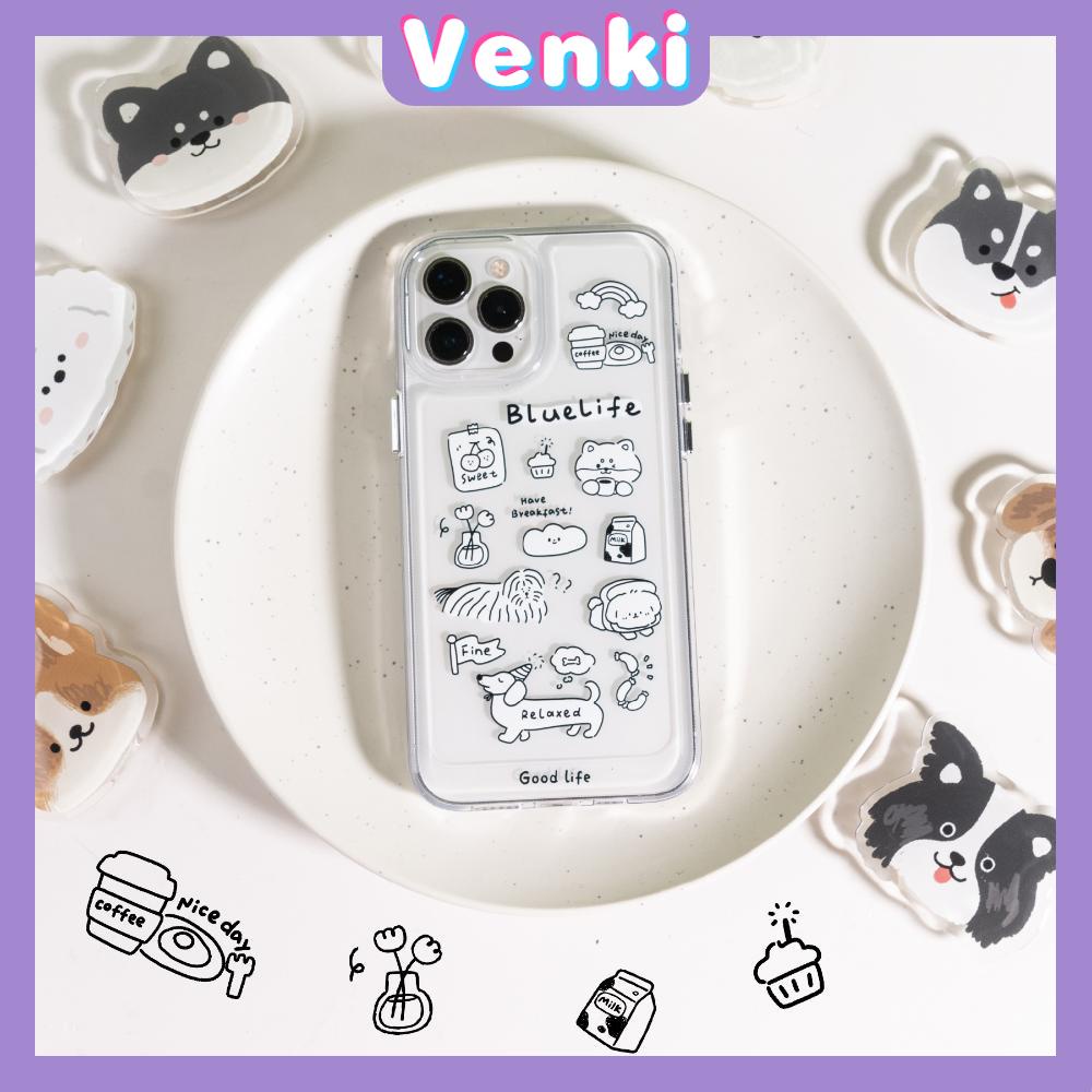 VENKI - Untuk iPhone 11 iPhone Case Bening Lubang Besar Ruang Case TPU Soft Shell Shockproof Protection Camera Lucu Hewan Sederhana Kompatibel dengan iPhone 14 13 Pro max 12 Pro Max 11 xr xs