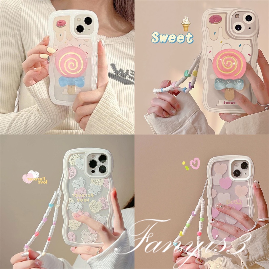 Redmi 12C 10C 10A 10 9 9A 9C 9T Note 11 Pro+11s 11 10s 10 9s 9 8 Pro Poco X4Pro X3 Pro X3NFC M4 Mi 11 Lite 10TPro Fresh Ice Cream Wave Frame Phone Case TPU Pelindung Lembut Sarung