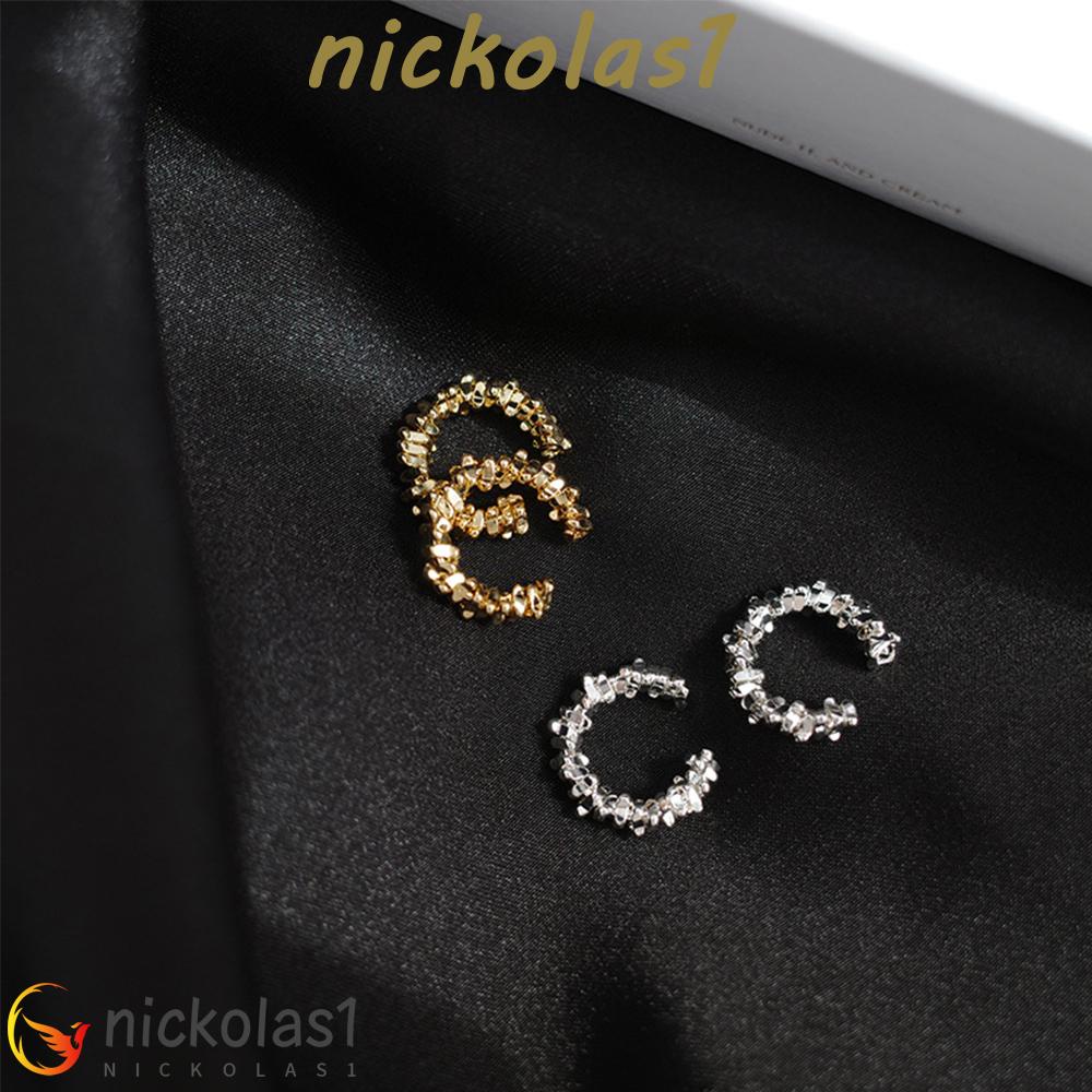 NICKOLAS1 Klip Tulang Telinga Shinny Bola Logam Sederhana Fashion Korea Vintage Tanpa Tindik Anting