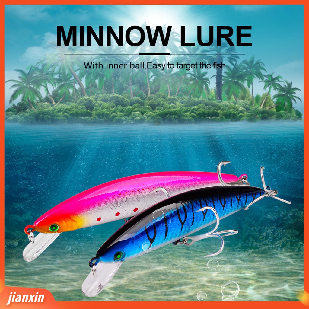 (In Stock) 13cm /41g Umpan Keras Plastik Tenggelam Umpan Ikan Kecil Ringan Dengan Bola Dalam Peralatan Memancing
