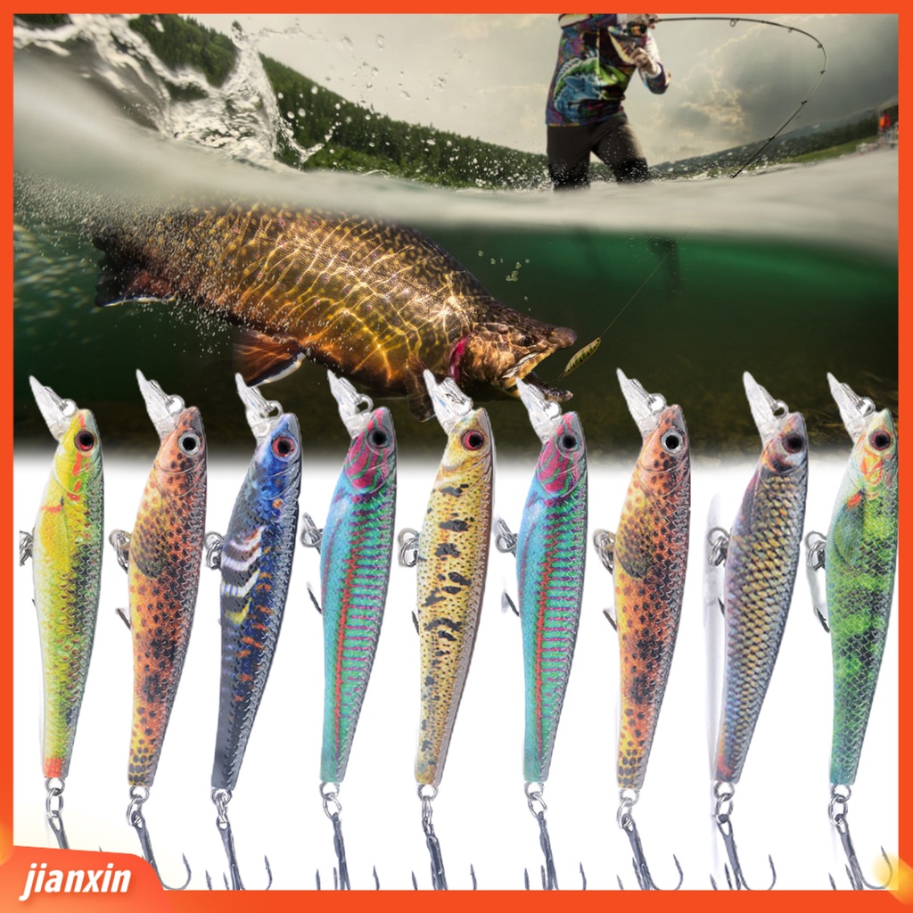 (In Stock) 6.7cm /4g Umpan Pancing Kait Tiga Karat Anti-Korosi Kekuatan Tinggi Tembakan Panjang 3D Fisheyes Umpan Palsu Untuk Outdoor