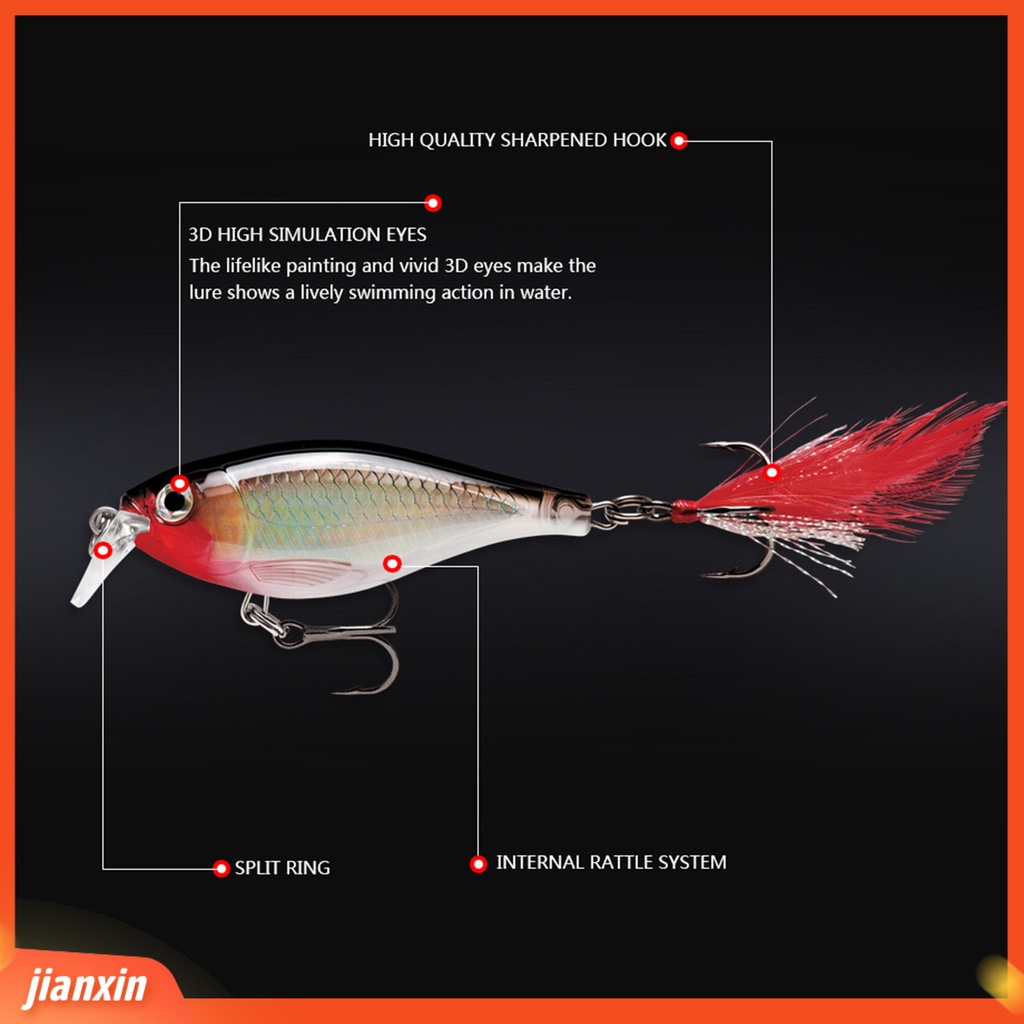 (In Stock) 12.3-13g /8.5-9cm Umpan Pancing 3D Simulasi Fisheye Tajam Kait Menggoda Air Tawar Treble Hook Lure Umpan Memancing Luar Ruangan