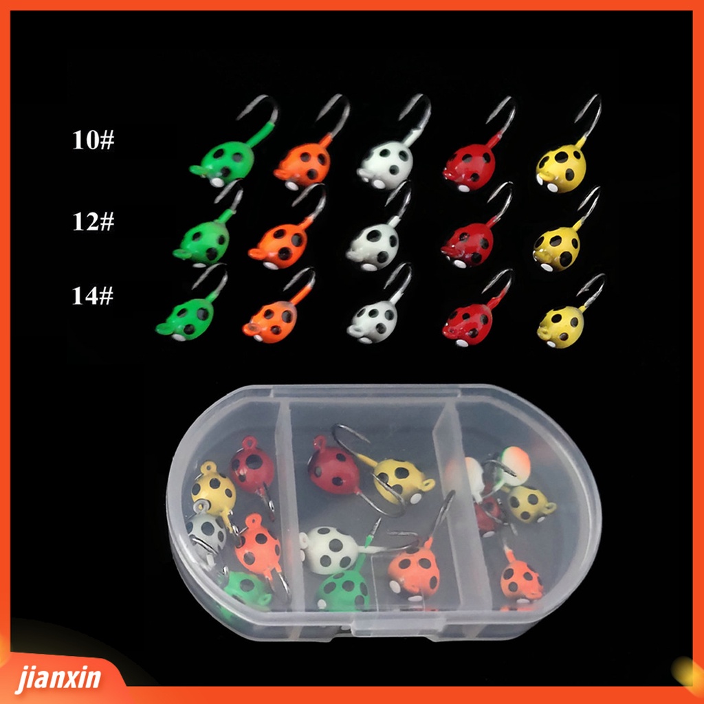 (In Stock) 15Pcs /Set Umpan Pancing Berbentuk Kepik Tajam Kait Logam 3D Mini Reusable Ladybug Umpan Aksesoris Untuk Outdoor