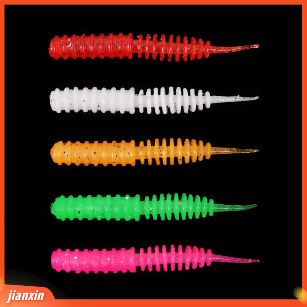 (In Stock) 10Pcs Umpan Pancing Ketangguhan Tinggi Reusable TPR Karet Mini Simulasi Cacing Bass Umpan Pancing Untuk Air Tawar