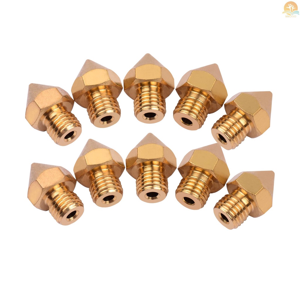 In Stock 10pcs 3D Printer Extruder Brass Nozzle 0.4mm Printer Hotend Kompatibel Dengan CR-10S Pro 3D Printer 1.75mm Filament