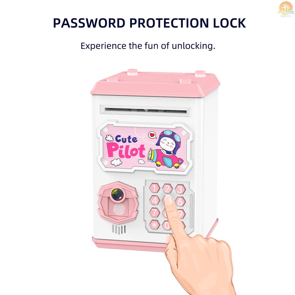 In Stock Celengan Elektronik Kartun Mini Mesin ATM Suara Aman Kotak Uang Perlindungan Password Simulasi Wajah Dan Pengenalan Sidik Jari Money Bank Cash Coins Saving Box Early E