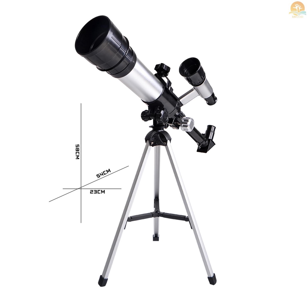 In Stock Teleskop Untuk Anak-Anak Dewasa Pemula 50mm Paduan Aperture Astronomi Refraktor Telescope 100mm Lensa Objektif Pembesaran 60x Dengan Adjustable Tripod Finder Scope Compass