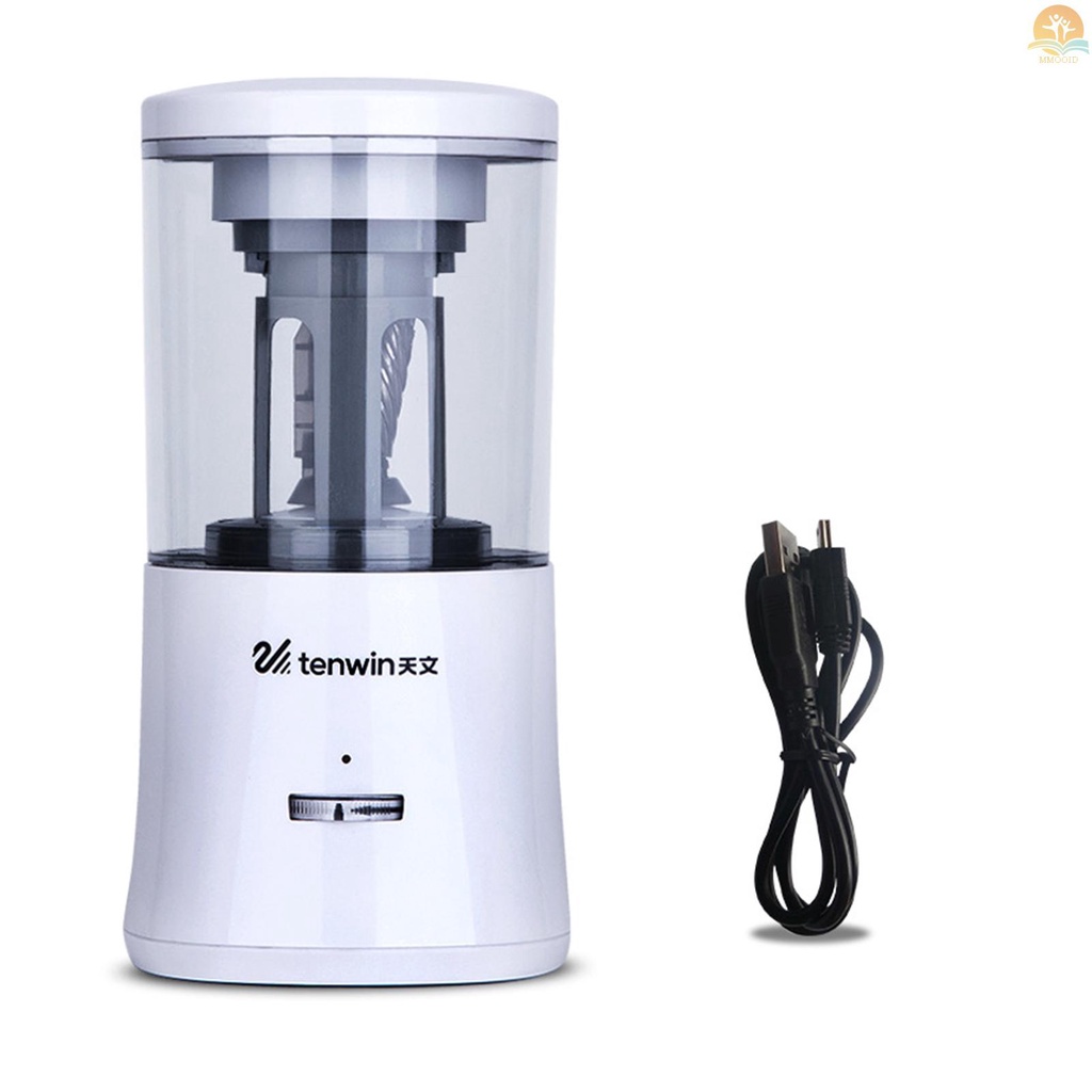In Stock tenwin Alat Pengasah Pensil Elektrik Heavy Duty Pencil Sharpener Auto Stop Ketajaman Yang Dapat Disesuaikan Untuk Pensil 6-8mm Untuk Pelajar Artis Perlengkapan Kantor Sekolah Rumah