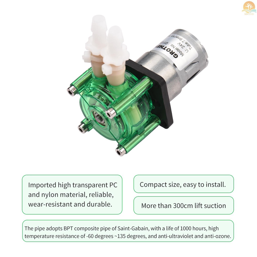 In Stock GROTHEN DC 12V Dosing Pump Pompa Peristaltik Pompa Cairan Air Mini Flowrate Besar Peristaltic BPT Tube Self-Priming 700mL/min Untuk Aquarium Lab Chemical Analisa Dosing Add
