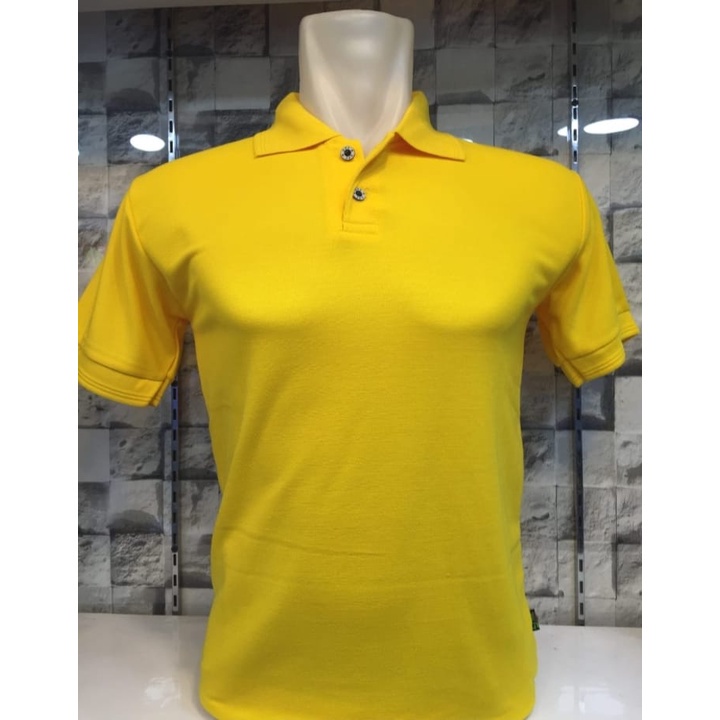 ( KUNING - FO PENDEK ) - Kaos kerah FO POLOS lengan pendek warna KUNING PISANG POLOS / kaos kerah po