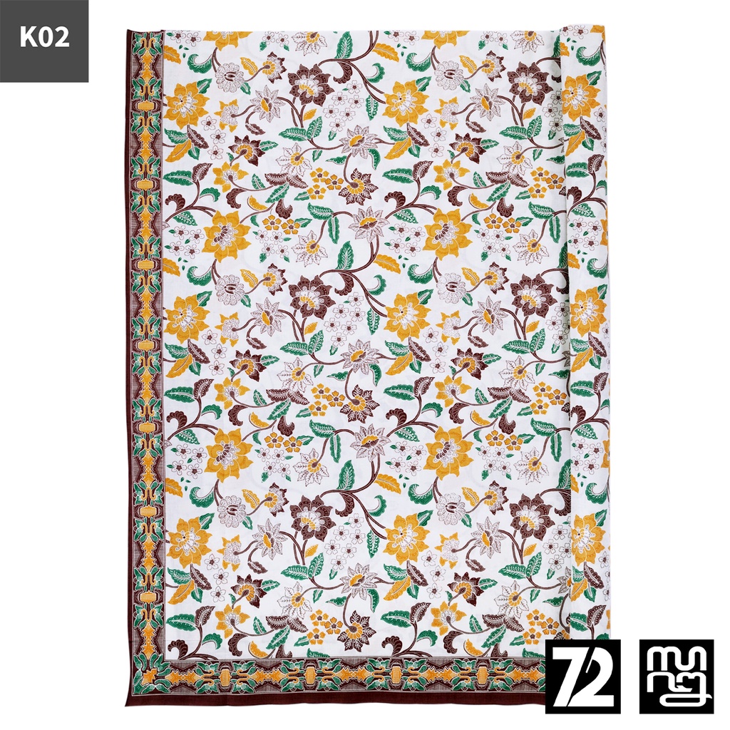 KAIN BATIK KATUN Premium Motif Kembang Warna Putih Kuning 723934 Cap 72 Jarik Jarit Samping Kebat Pa