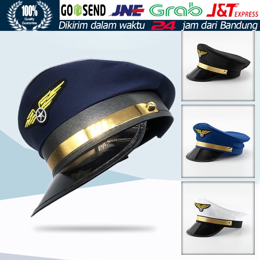 Topi Pilot Air Force Untuk Cosplay / Topi Pet Pilot / Topi Maskapai Penerbangan / Topi Kerja Pilot