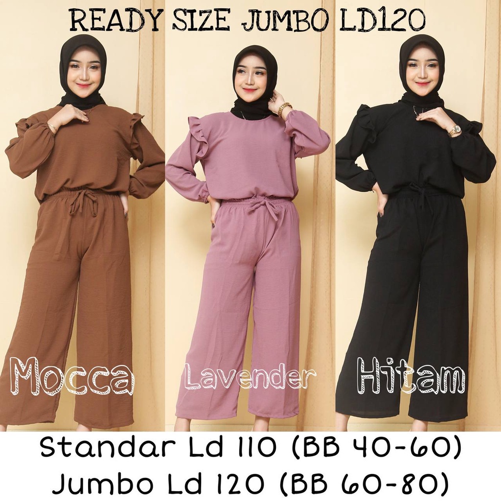 BISA COD // RUBY SET BLOUSE KOREAN STYLE // SETELAN KULOT CRINKLE // OOTD SETELAN HIJAB KEKINIAN // 