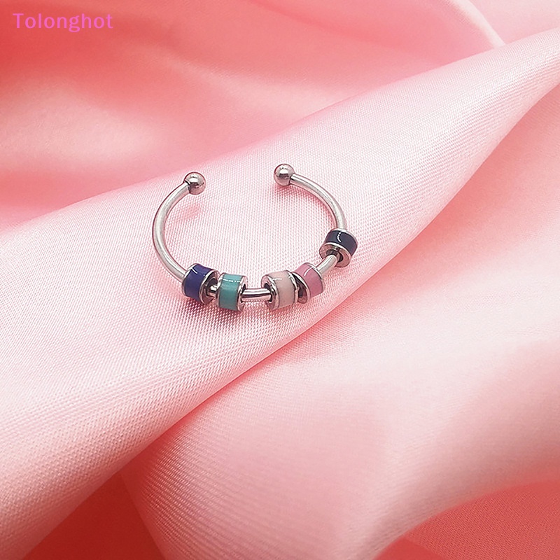 Tolonghot&gt; Fashion Stainless Steel Gratis Spiral Fidget Anxiety Rings Dibuka Anti Stress Relief Perhiasan Untuk Wanita Stress Reliever Rings well