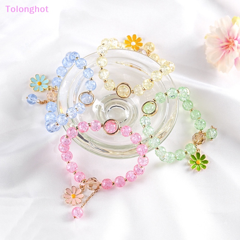 Tolonghot&gt; Fashion Warna-Warni Kristal Manik-Manik Bunga Daisy Gelang Wanita Perhiasan Pesta Aksesoris Hadiah well