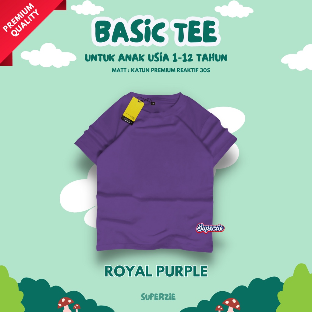 OzilApparel - Kaos Anak Polos Laki Laki Perempuan Royal Purple Ungu 4-12 Tahun