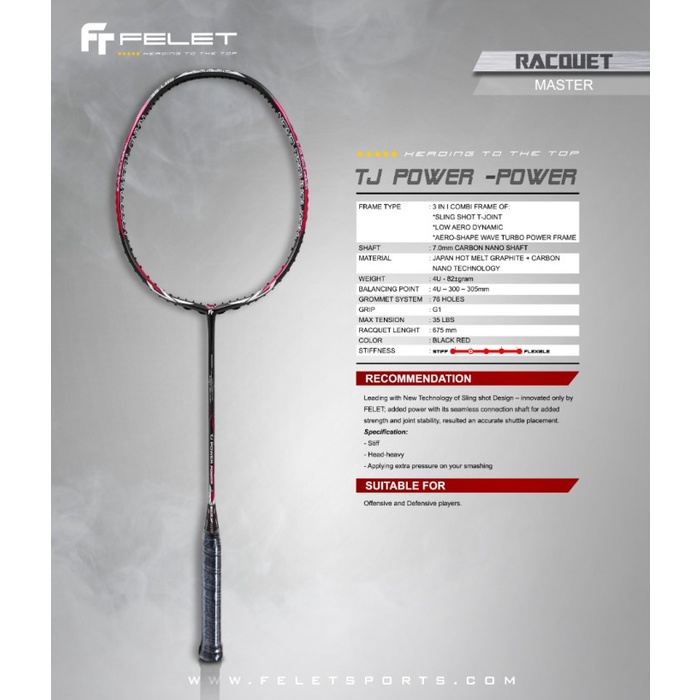 RAKET BADMINTON FELET TJ POWER POWER SPEED CONTROL ORIGINAL