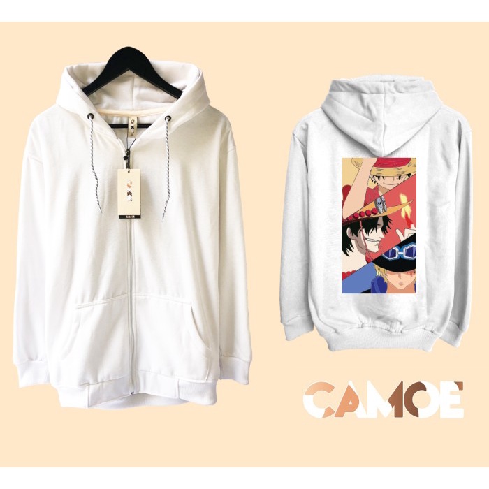 Jaket Hoodie Zipper Luffy Ace Sabo One Piece