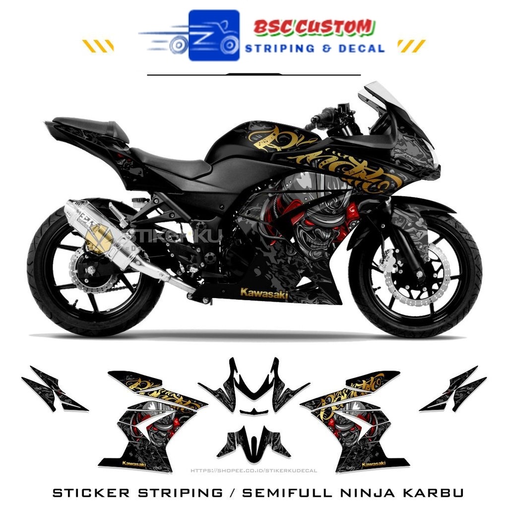 STRIPING NINJA 250R KARBU / MOTIF 1 SAMURAI / SEMIFULL / STICKER / NINJA KARBU / NINJA CARBU / NINJA