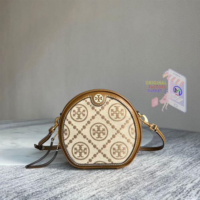 TAS TORY BURCH T Monogram Jacquard Moon Hazelnut TB 88168 Camera Bag VS