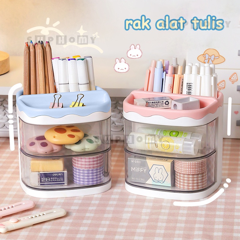 Laci Mini Laci Kotak Alat Tulis Desktop Organizer Storage Kotak Pensil Tempat Alat Tulis Penyimpanan