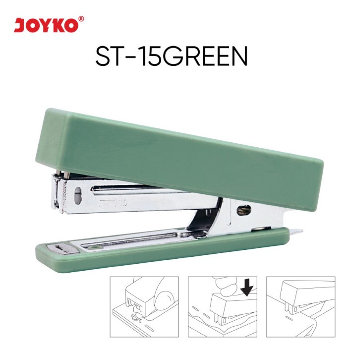Joyko Stapler ST-15 / Stepler Hekter Warna Kecil Mini Lucu Murah - Green