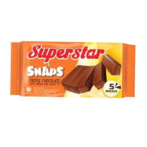 

SUPERSTAR SNAPS WAFER TRIPLE CHOCOLATE 28GR Wafer salut cokelat ORIGINAL