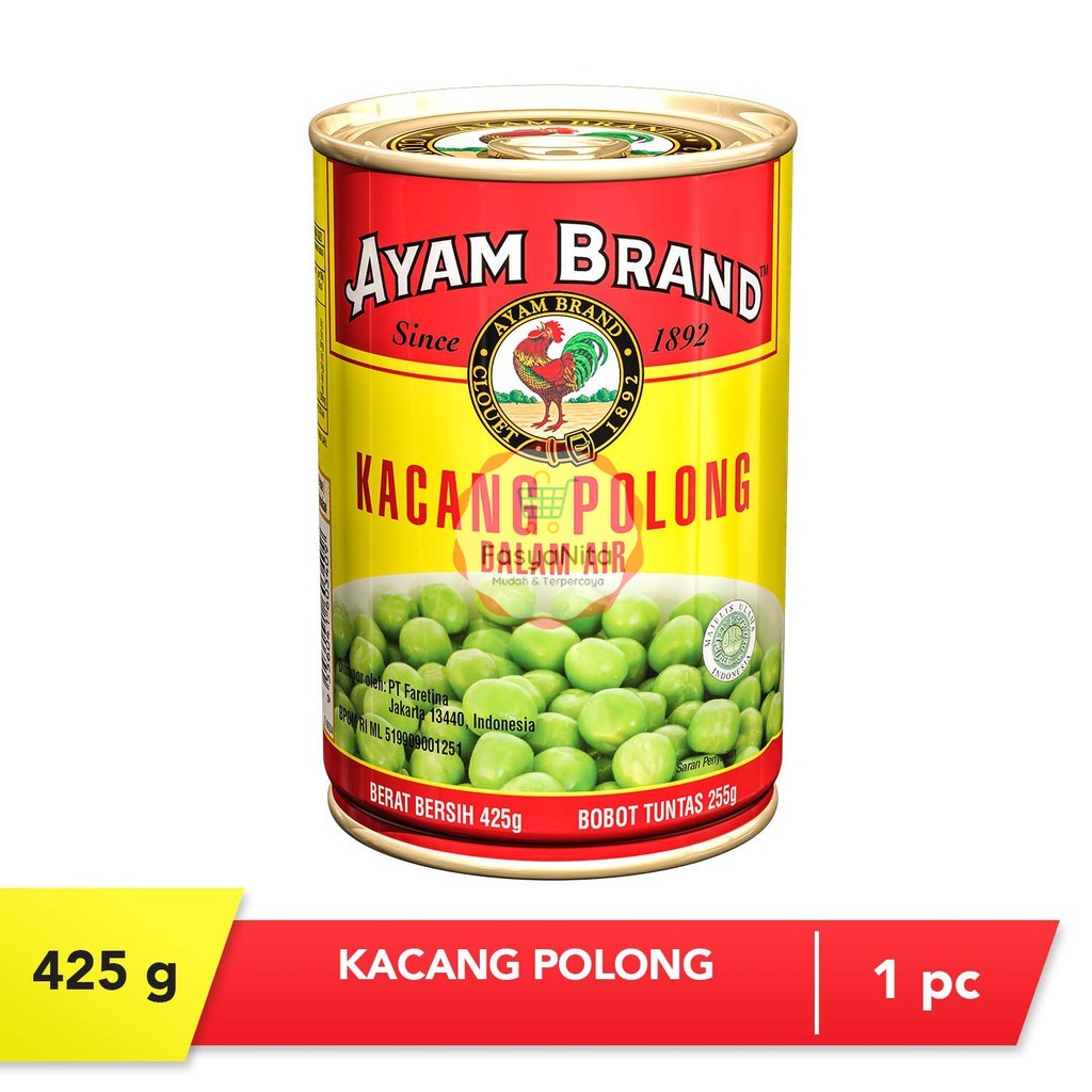 

Kacang Polong Panggang 425g Ayam Brand - Jamur Kancing