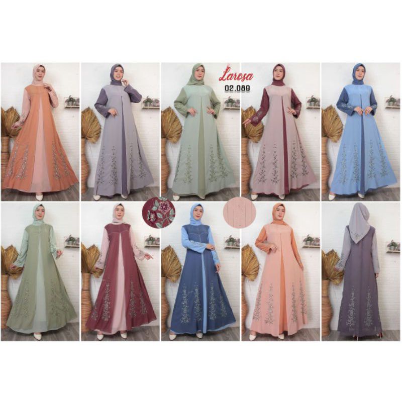 Set Larosa Original 02.089 | Gamis Larosa original set kerudung | Dress Abaya Larosa set Hijab Scarp